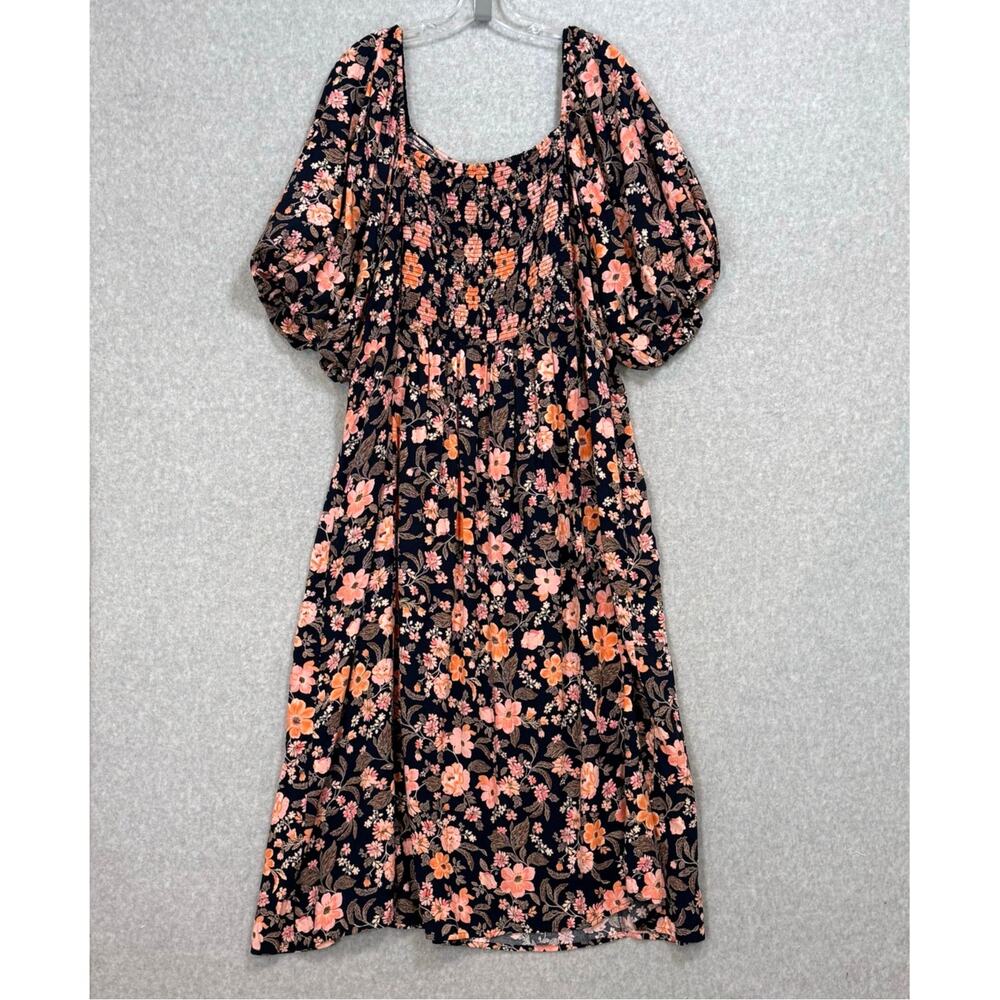 Old Navy Peasant Dress Size 4X Plus Puff Sleeve Cottagecore Floral Boho Prairie - Picture 8 of 16